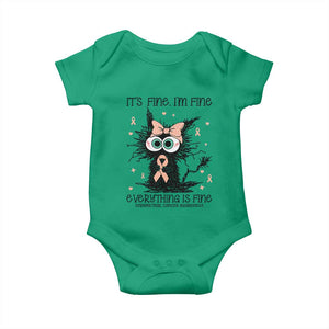 Funny Black Cat Endometrial Cancer Awareness Baby Onesie Its Fine Im Fine Everything Is Fine
