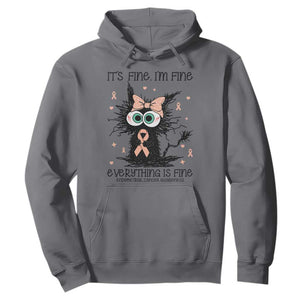 Funny Black Cat Endometrial Cancer Awareness Hoodie Its Fine Im Fine Everything Is Fine