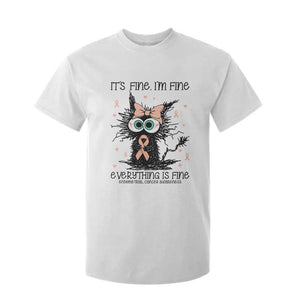 Funny Black Cat Endometrial Cancer Awareness T Shirt For Kid Its Fine Im Fine Everything Is Fine