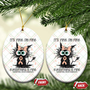 Funny Black Cat Endometrial Cancer Awareness Ceramic Ornament Its Fine Im Fine Everything Is Fine