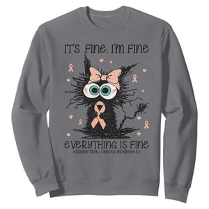 Funny Black Cat Endometrial Cancer Awareness Sweatshirt Its Fine Im Fine Everything Is Fine