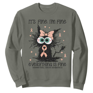 Funny Black Cat Endometrial Cancer Awareness Sweatshirt Its Fine Im Fine Everything Is Fine