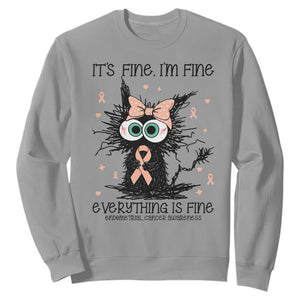 Funny Black Cat Endometrial Cancer Awareness Sweatshirt Its Fine Im Fine Everything Is Fine