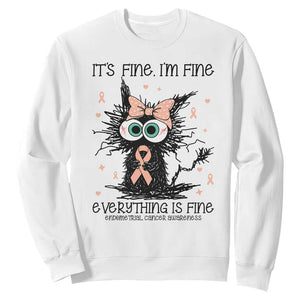 Funny Black Cat Endometrial Cancer Awareness Sweatshirt Its Fine Im Fine Everything Is Fine