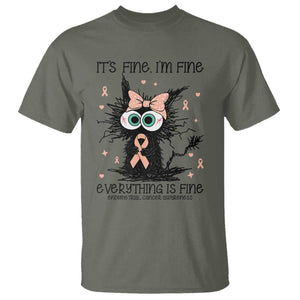 Funny Black Cat Endometrial Cancer Awareness T Shirt Its Fine Im Fine Everything Is Fine