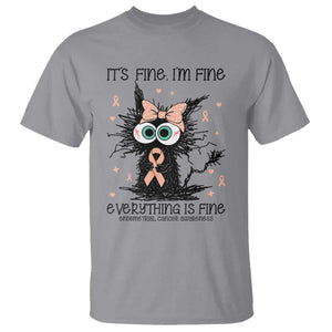 Funny Black Cat Endometrial Cancer Awareness T Shirt Its Fine Im Fine Everything Is Fine