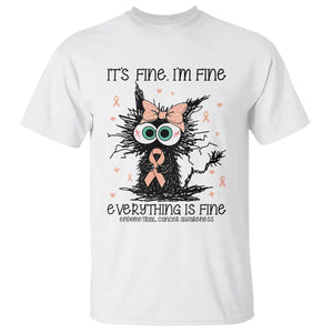 Funny Black Cat Endometrial Cancer Awareness T Shirt Its Fine Im Fine Everything Is Fine