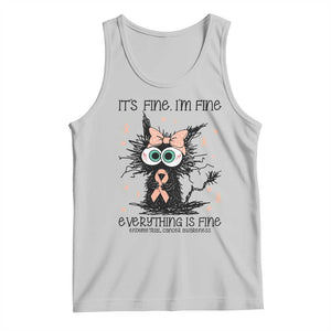 Funny Black Cat Endometrial Cancer Awareness Tank Top Its Fine Im Fine Everything Is Fine