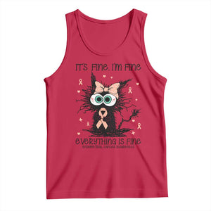 Funny Black Cat Endometrial Cancer Awareness Tank Top Its Fine Im Fine Everything Is Fine