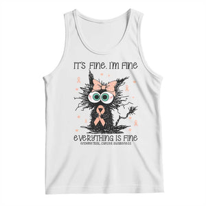 Funny Black Cat Endometrial Cancer Awareness Tank Top Its Fine Im Fine Everything Is Fine