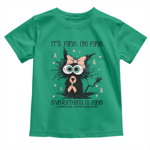Funny Black Cat Endometrial Cancer Awareness Toddler T Shirt Its Fine Im Fine Everything Is Fine