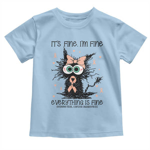 Funny Black Cat Endometrial Cancer Awareness Toddler T Shirt Its Fine Im Fine Everything Is Fine