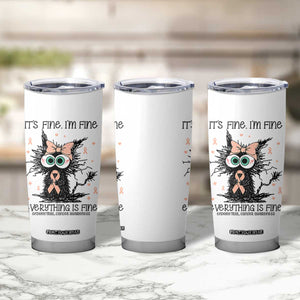 Funny Black Cat Endometrial Cancer Awareness Tumbler Cup Its Fine Im Fine Everything Is Fine