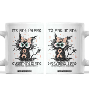 Funny Black Cat Endometrial Cancer Awareness Coffee Mug Its Fine Im Fine Everything Is Fine