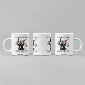 Funny Black Cat Endometrial Cancer Awareness Coffee Mug Its Fine Im Fine Everything Is Fine