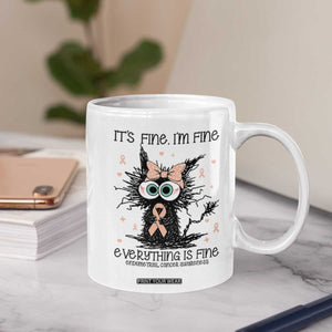 Funny Black Cat Endometrial Cancer Awareness Coffee Mug Its Fine Im Fine Everything Is Fine