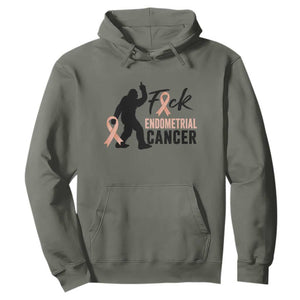 Funny Bigfoot Fuck Endometrial Cancer Awareness Gift Hoodie