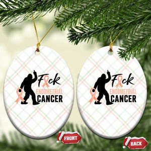 Funny Bigfoot Fuck Endometrial Cancer Awareness Gift Ceramic Ornament