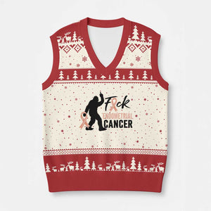 Funny Bigfoot Fuck Endometrial Cancer Awareness Gift V-Neck Knit Sweater Vest