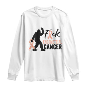 Funny Bigfoot Fuck Endometrial Cancer Awareness Gift Long Sleeve Shirt