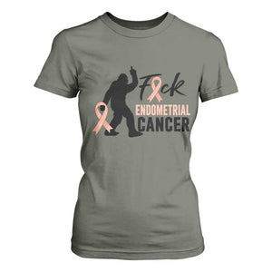 Funny Bigfoot Fuck Endometrial Cancer Awareness Gift T Shirt For Women