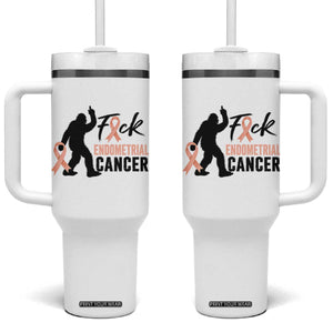 Funny Bigfoot Fuck Endometrial Cancer Awareness Gift Tumbler With Handle