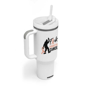Funny Bigfoot Fuck Endometrial Cancer Awareness Gift Tumbler With Handle