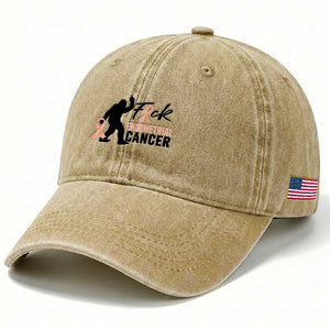 Funny Bigfoot Fuck Endometrial Cancer Awareness Gift Washed Cotton Baseball Cap