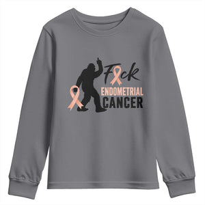 Funny Bigfoot Fuck Endometrial Cancer Awareness Gift Youth Sweatshirt