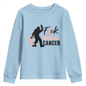 Funny Bigfoot Fuck Endometrial Cancer Awareness Gift Youth Sweatshirt