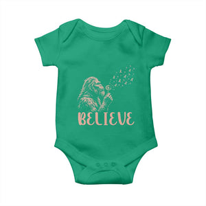 Funny Bigfoot Blowing Dandelion Flower Graphic Baby Onesie Believe Endometrial Cancer Awareness