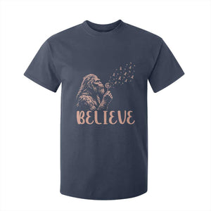 Funny Bigfoot Blowing Dandelion Flower Graphic T Shirt For Kid Believe Endometrial Cancer Awareness