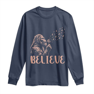 Funny Bigfoot Blowing Dandelion Flower Graphic Long Sleeve Shirt Believe Endometrial Cancer Awareness