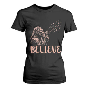 Funny Bigfoot Blowing Dandelion Flower Graphic T Shirt For Women Believe Endometrial Cancer Awareness