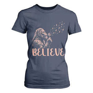 Funny Bigfoot Blowing Dandelion Flower Graphic T Shirt For Women Believe Endometrial Cancer Awareness