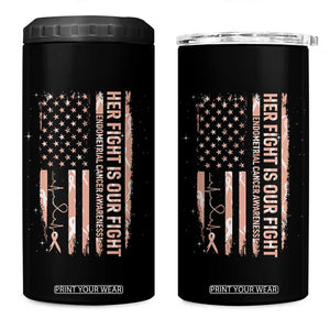 Patriotic Endometrial Cancer Awareness 4 in 1 Can Cooler Tumbler Her Fight Our Fight