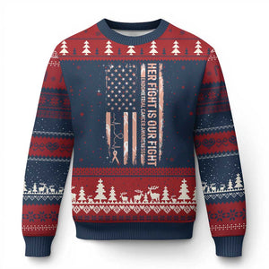 Patriotic Endometrial Cancer Awareness Ugly Christmas Sweater Her Fight Our Fight
