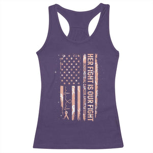Patriotic Endometrial Cancer Awareness Racerback Tank Top Her Fight Our Fight