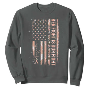 Patriotic Endometrial Cancer Awareness Sweatshirt Her Fight Our Fight