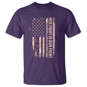 Patriotic Endometrial Cancer Awareness T Shirt Her Fight Our Fight