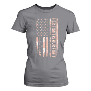 Patriotic Endometrial Cancer Awareness T Shirt For Women Her Fight Our Fight