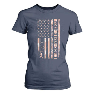 Patriotic Endometrial Cancer Awareness T Shirt For Women Her Fight Our Fight
