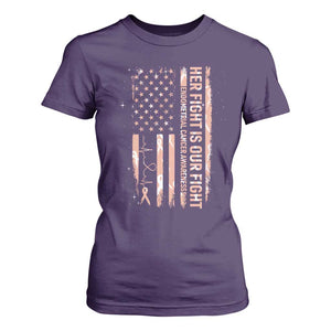 Patriotic Endometrial Cancer Awareness T Shirt For Women Her Fight Our Fight