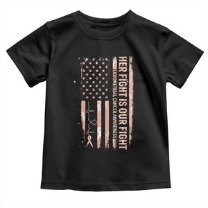 Patriotic Endometrial Cancer Awareness Toddler T Shirt Her Fight Our Fight