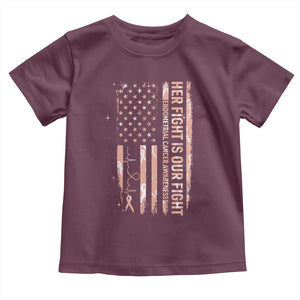 Patriotic Endometrial Cancer Awareness Toddler T Shirt Her Fight Our Fight