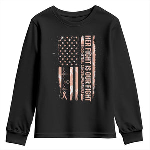 Patriotic Endometrial Cancer Awareness Youth Sweatshirt Her Fight Our Fight