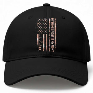 American Flag Endometrial Cancer Support Baseball Cap My Moms Fight My Fight