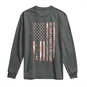 American Flag Endometrial Cancer Support Long Sleeve Shirt My Moms Fight My Fight