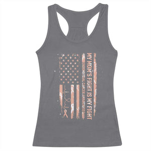 American Flag Endometrial Cancer Support Racerback Tank Top My Moms Fight My Fight
