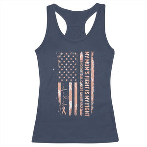 American Flag Endometrial Cancer Support Racerback Tank Top My Moms Fight My Fight